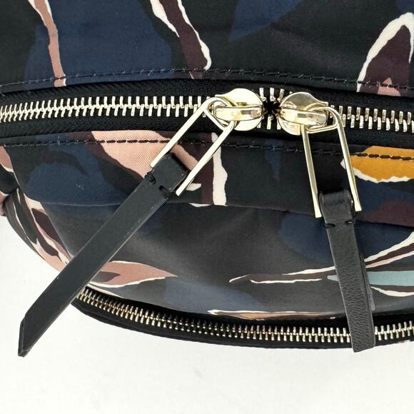 Kate Spade Dawn Paper Rose Medium Backpack Nylon Leather Trim in Black Floral - Picture 8 of 15